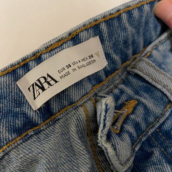 Zara High-Rise Straight-Leg Jeans Blue - Picture 6 of 8